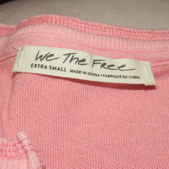 Free People Pink Military Mix Studded Henley Long Sleeve Top - Picture 10 of 12